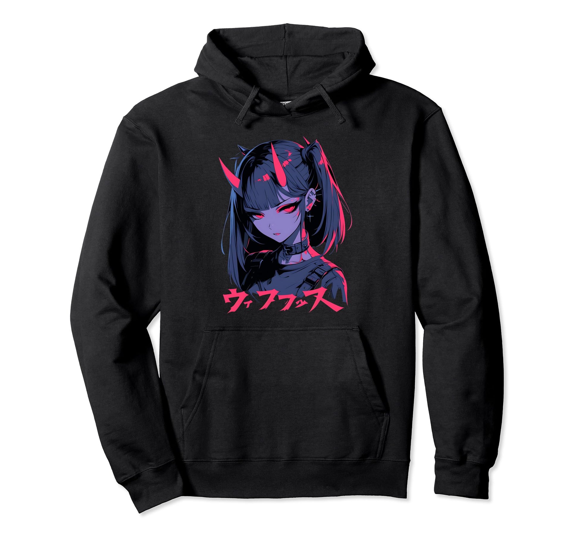 Goth Grunge Demon Anime Waifu Horror Hoodie - Custom Art Print Men Women - T-Shirt, Sweatshirt, Hoodie