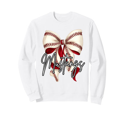 Mustangs Baseball Mom Coquette Sweatshirt - Custom Art Print for Adults - T-Shirt, Sweatshirt, Hoodie