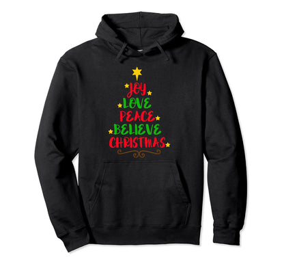 Joy Love Peace Believe Hoodie - Minimalist Print Unisex - T-Shirt, Sweatshirt, Hoodie