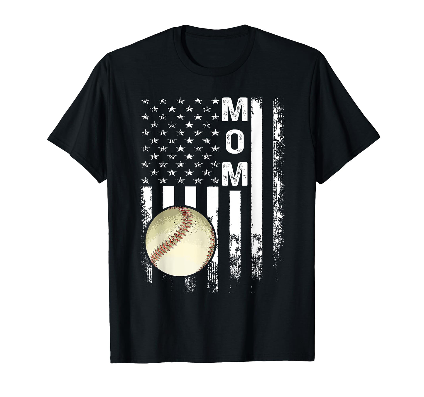 Baseball Mom America Flag T-Shirt - Novelty Apparel for Adults - T-Shirt, Sweatshirt, Hoodie