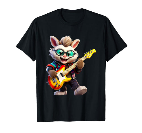 Bunny Playing Electric Guitar Rocker T-Shirt - Streetwear Style for Adults - T-Shirt, Sweatshirt, Hoodie