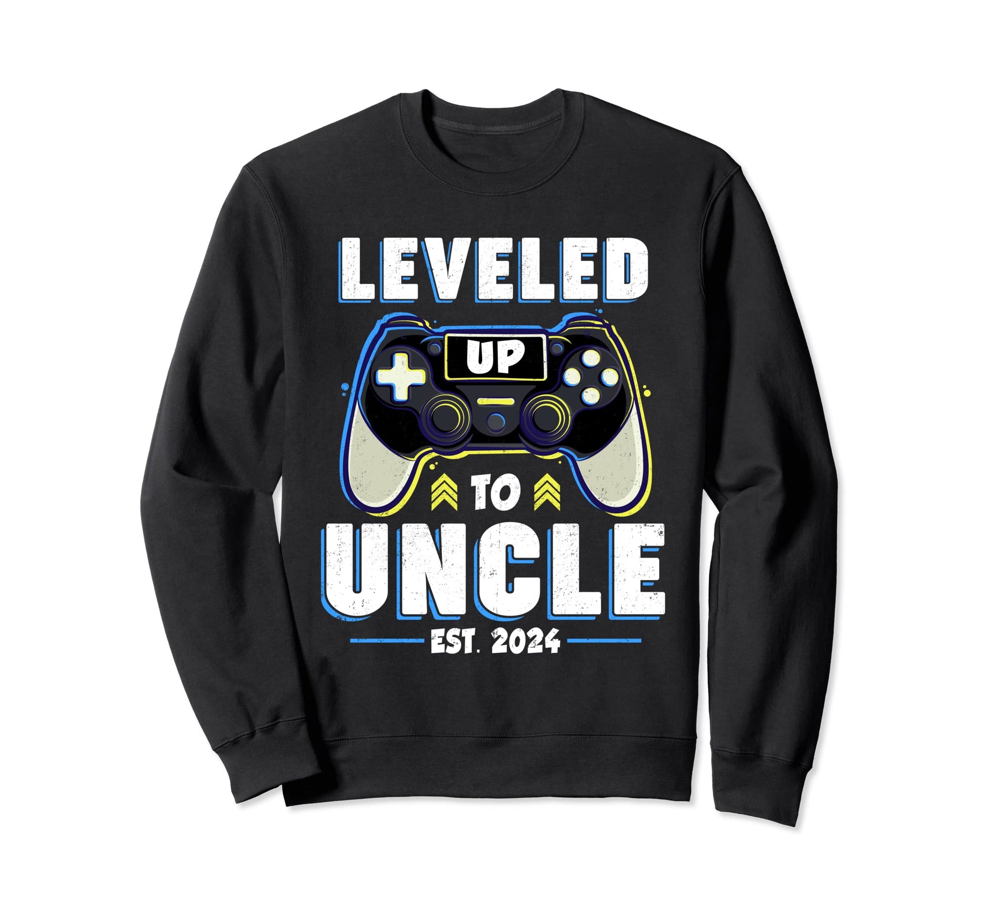 Leveled Up To Uncle Est 2024 Gamepad Sweatshirt - Graphic Print Unisex - T-Shirt, Sweatshirt, Hoodie