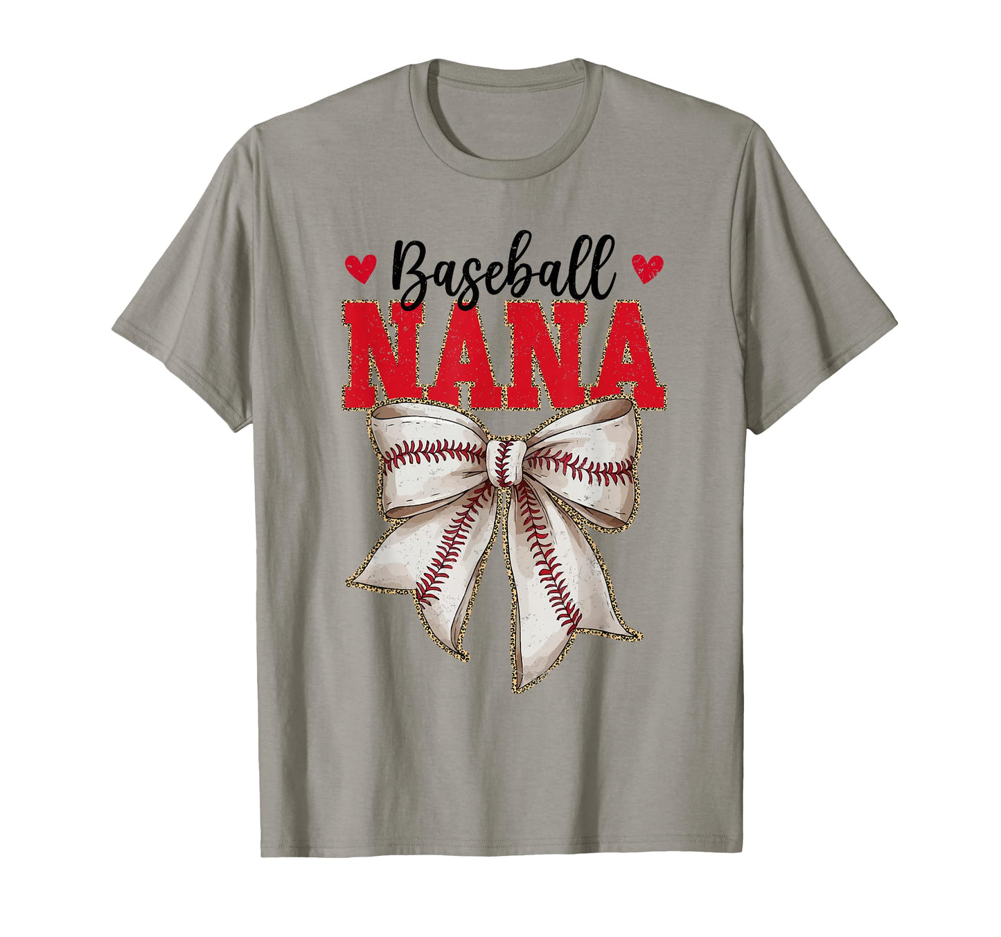 Baseball Nana Bow Leopard Baseball T-Shirt - Trendy Graphic for Adults - T-Shirt, Sweatshirt, Hoodie