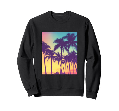 Color Photo Palm Trees Sunset Island Sweatshirt - Minimalist Print Unisex - T-Shirt, Sweatshirt, Hoodie