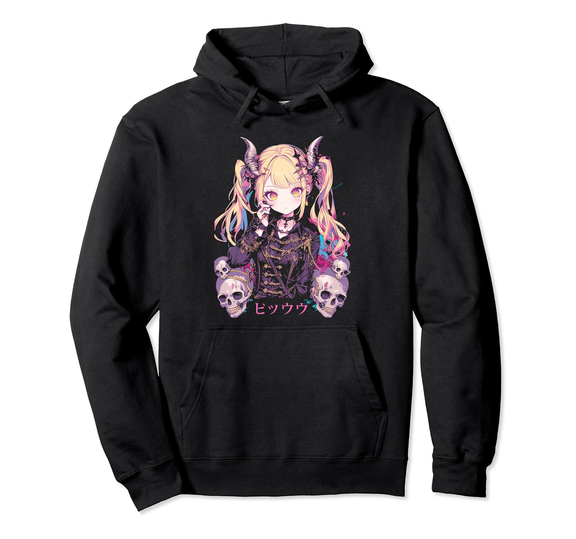 Goth Grunge Demon Anime Waifu Horror Hoodie - Custom Art Print for Adults - T-Shirt, Sweatshirt, Hoodie
