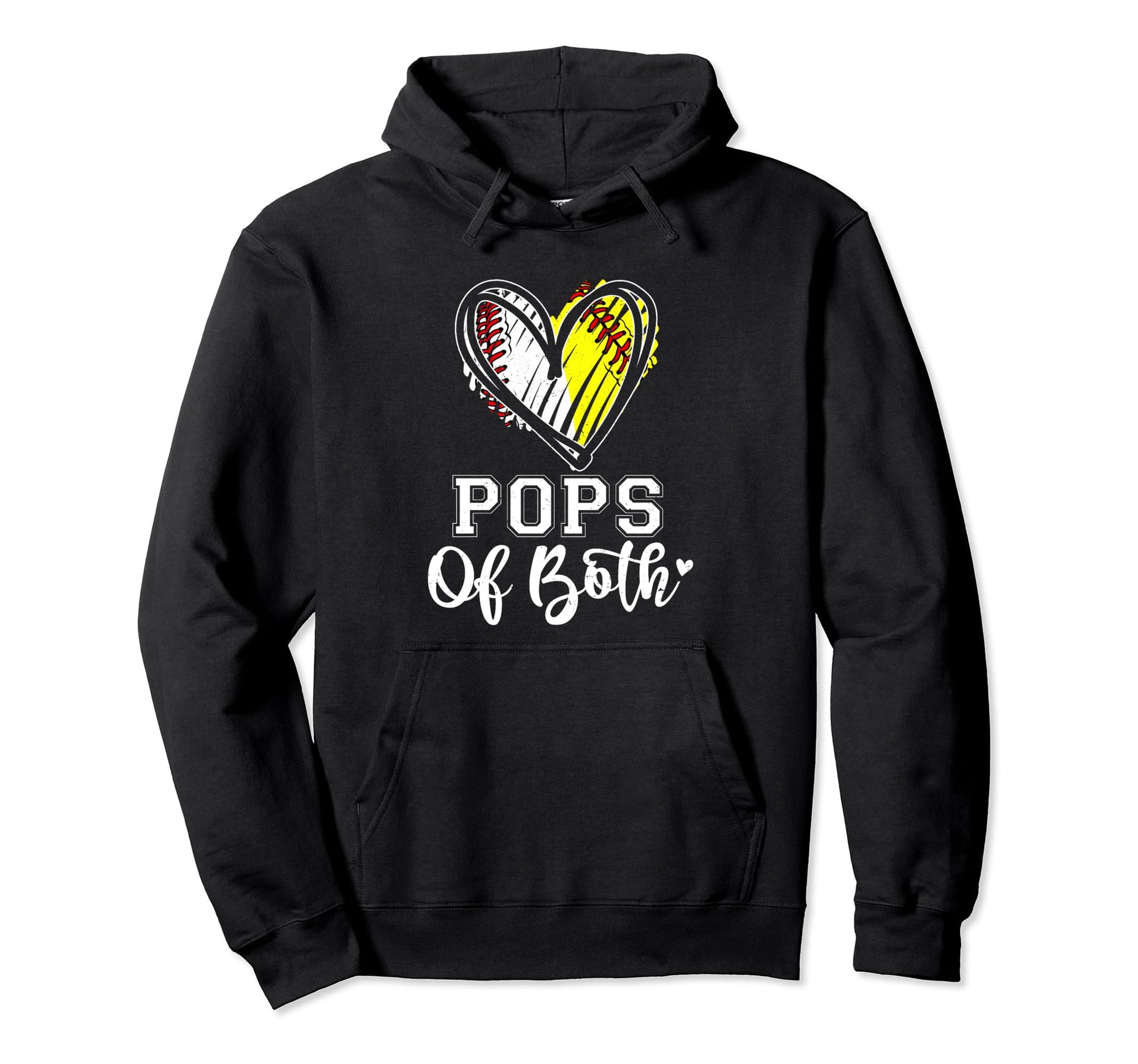 Pops Both Baseball Softball Grandpa Hoodie - Fun Novelty Design for Adults - T-Shirt, Sweatshirt, Hoodie