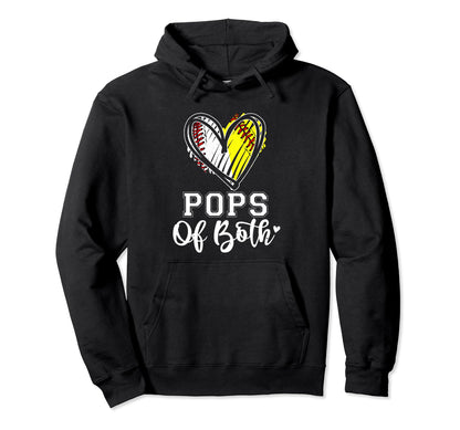 Pops Both Baseball Softball Grandpa Hoodie - Fun Novelty Design for Adults - T-Shirt, Sweatshirt, Hoodie