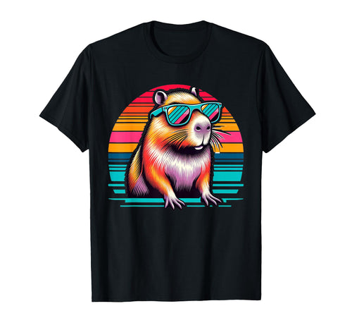 Funny Capybara Sunglasses Vaporwave T-Shirt - Streetwear Style Unisex - T-Shirt, Sweatshirt, Hoodie