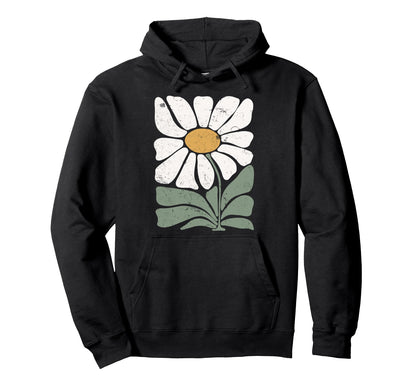 Boho Daisy Flower Botanical Hoodie - Custom Art Print for Adults - T-Shirt, Sweatshirt, Hoodie