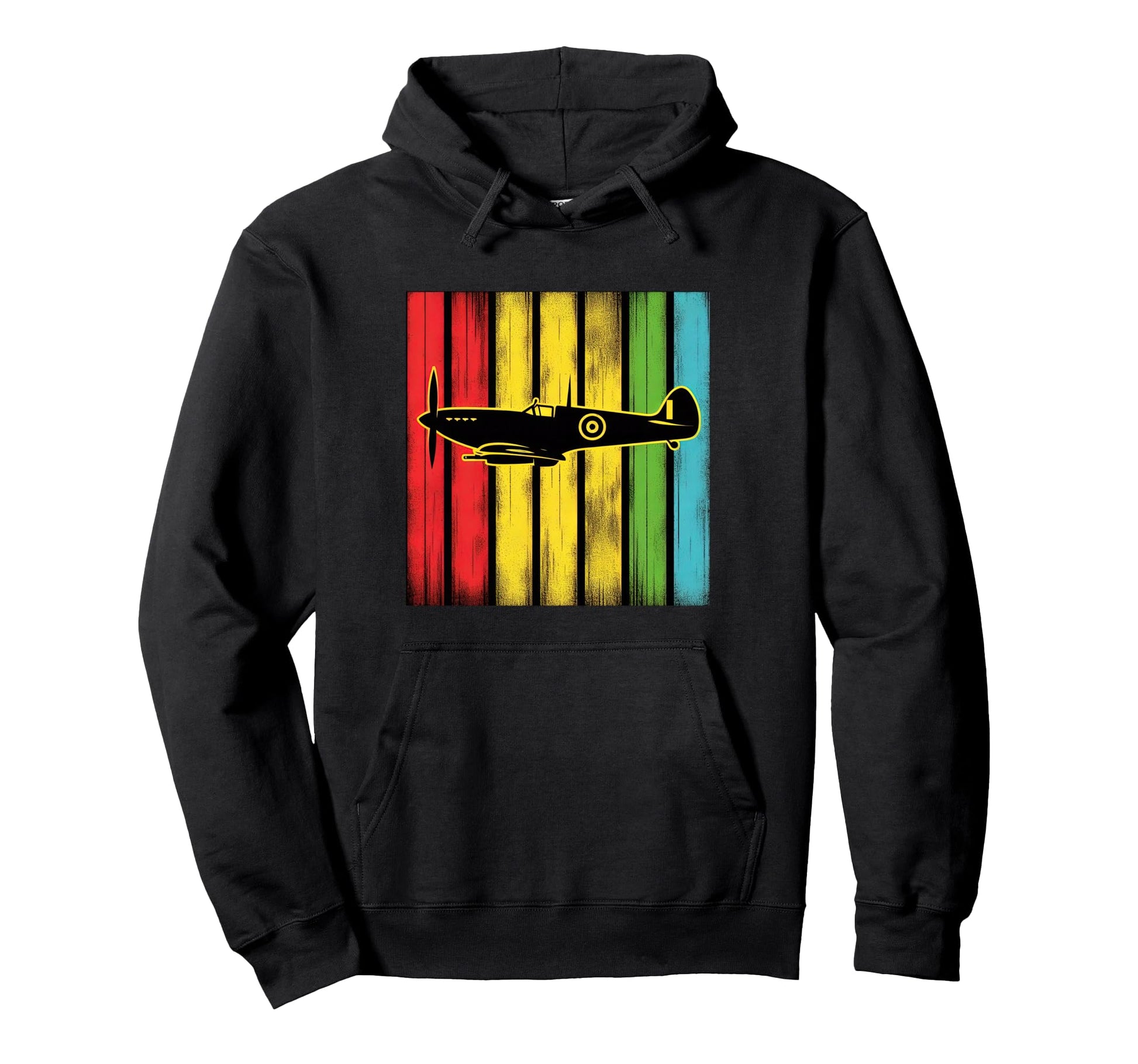Ww2 Spitfire Raf Warplane Rainbow Hoodie - Custom Art Print Men Women - T-Shirt, Sweatshirt, Hoodie