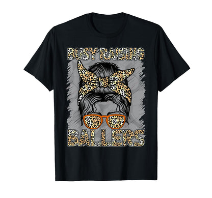 Baseball Soccer Mom Messy Bun Leopard T-Shirt - Streetwear Style Unisex - T-Shirt, Sweatshirt, Hoodie