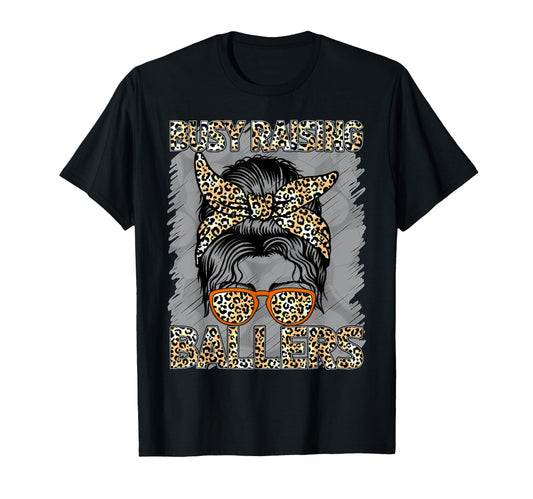 Baseball Soccer Mom Messy Bun Leopard T-Shirt - Streetwear Style Unisex - T-Shirt, Sweatshirt, Hoodie