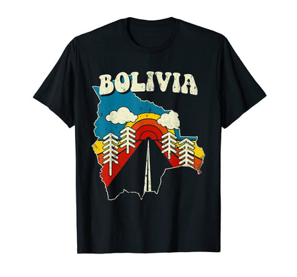 Bolivia Bolivian Country Rainbow 70S T-Shirt - Unique Graphic for Adults - T-Shirt, Sweatshirt, Hoodie