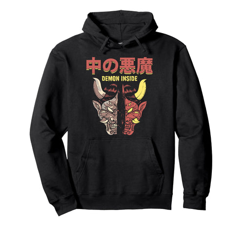 Demon Inside Japanese Oni Mask Demon Hoodie - Trendy Graphic Men Women - T-Shirt, Sweatshirt, Hoodie