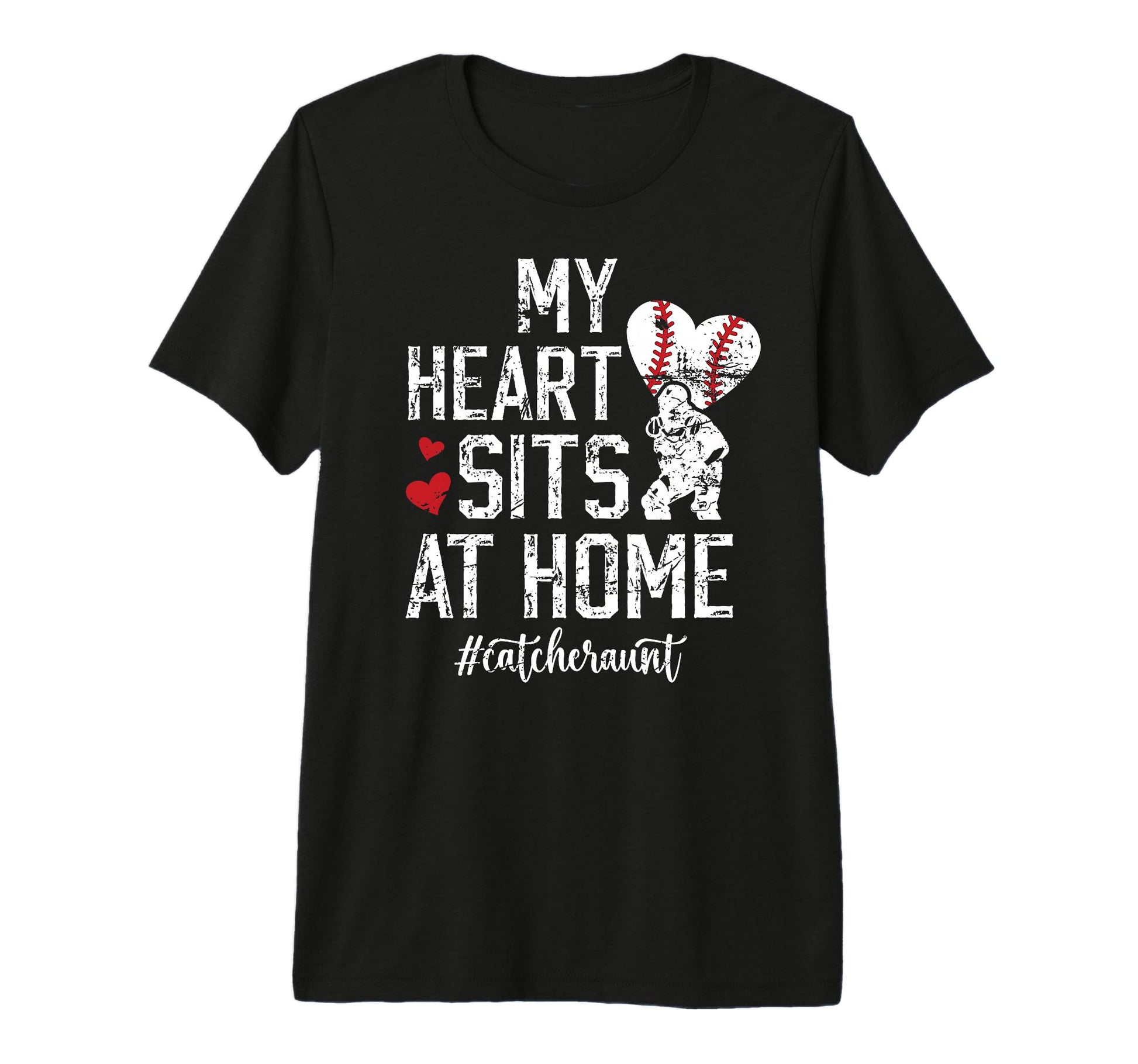 My Heart Sits Home Baseball Catcher T-Shirt - Minimalist Print Men Women - T-Shirt, Sweatshirt, Hoodie