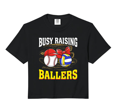 Busy Raising Ballers Baseball Volleyball Hoodie - Custom Art Print Unisex - T-Shirt, Sweatshirt, Hoodie