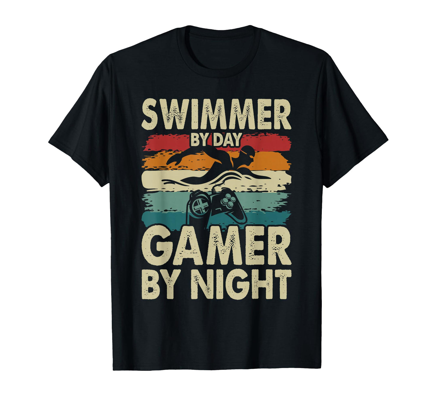 Swimmer Day Gamer Night Swimming T-Shirt - Custom Art Print Men Women - T-Shirt, Sweatshirt, Hoodie