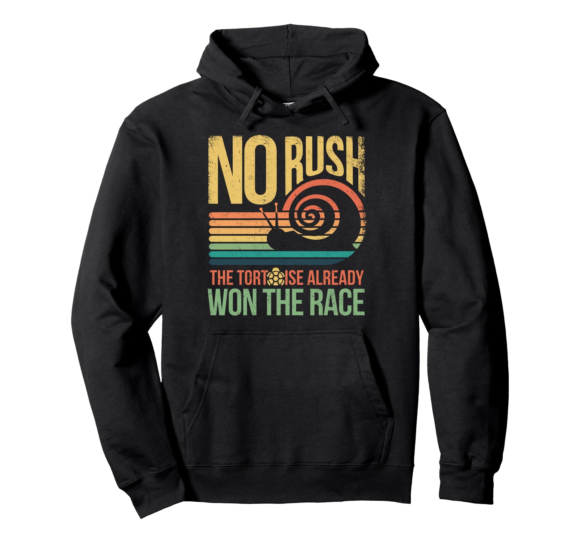 Rainbow Sunset No Rush Tortoise Hoodie - Casual Everyday Wear for Adults - T-Shirt, Sweatshirt, Hoodie