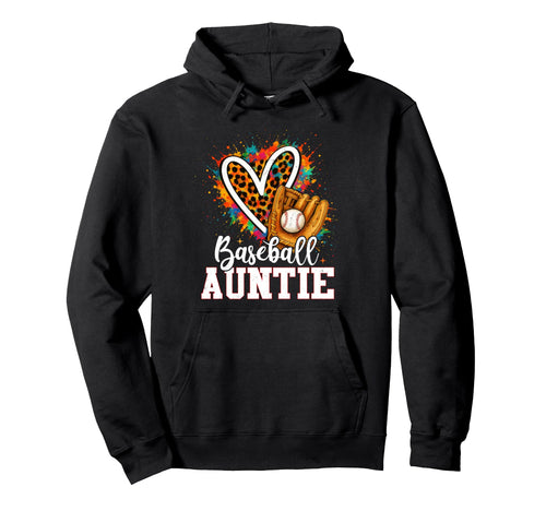 Baseball Auntie Leopard Heart Colorful Hoodie - Unique Graphic for Adults - T-Shirt, Sweatshirt, Hoodie