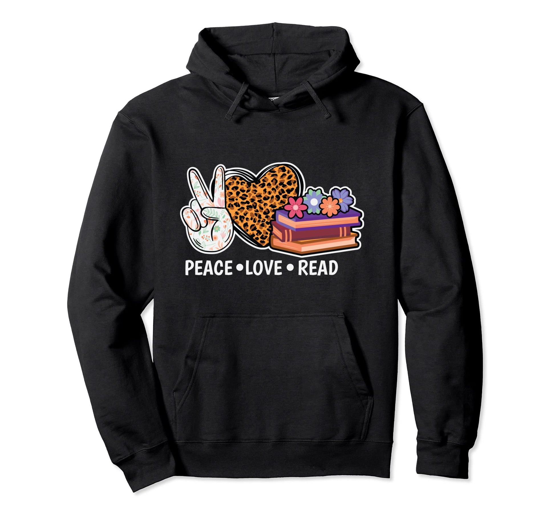 Peace Love Read Bookworm Book Lover Reading Hoodie - Graphic Print Unisex - T-Shirt, Sweatshirt, Hoodie