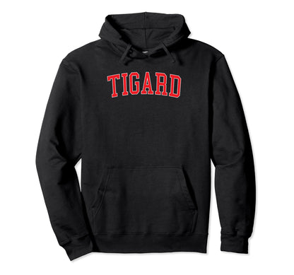Tigard Or Varsity Red Text Hoodie - Unique Graphic for Adults - T-Shirt, Sweatshirt, Hoodie