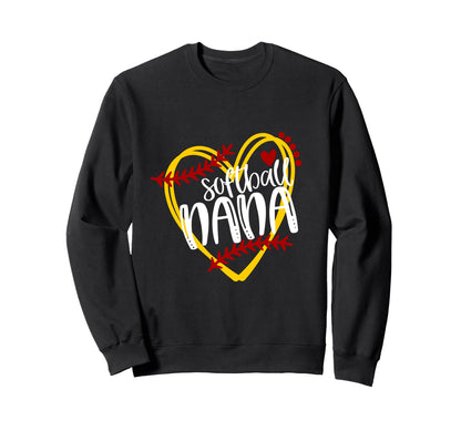 Softball Nana Grandma Heart Womens Sweatshirt - Trendy Graphic Unisex - T-Shirt, Sweatshirt, Hoodie