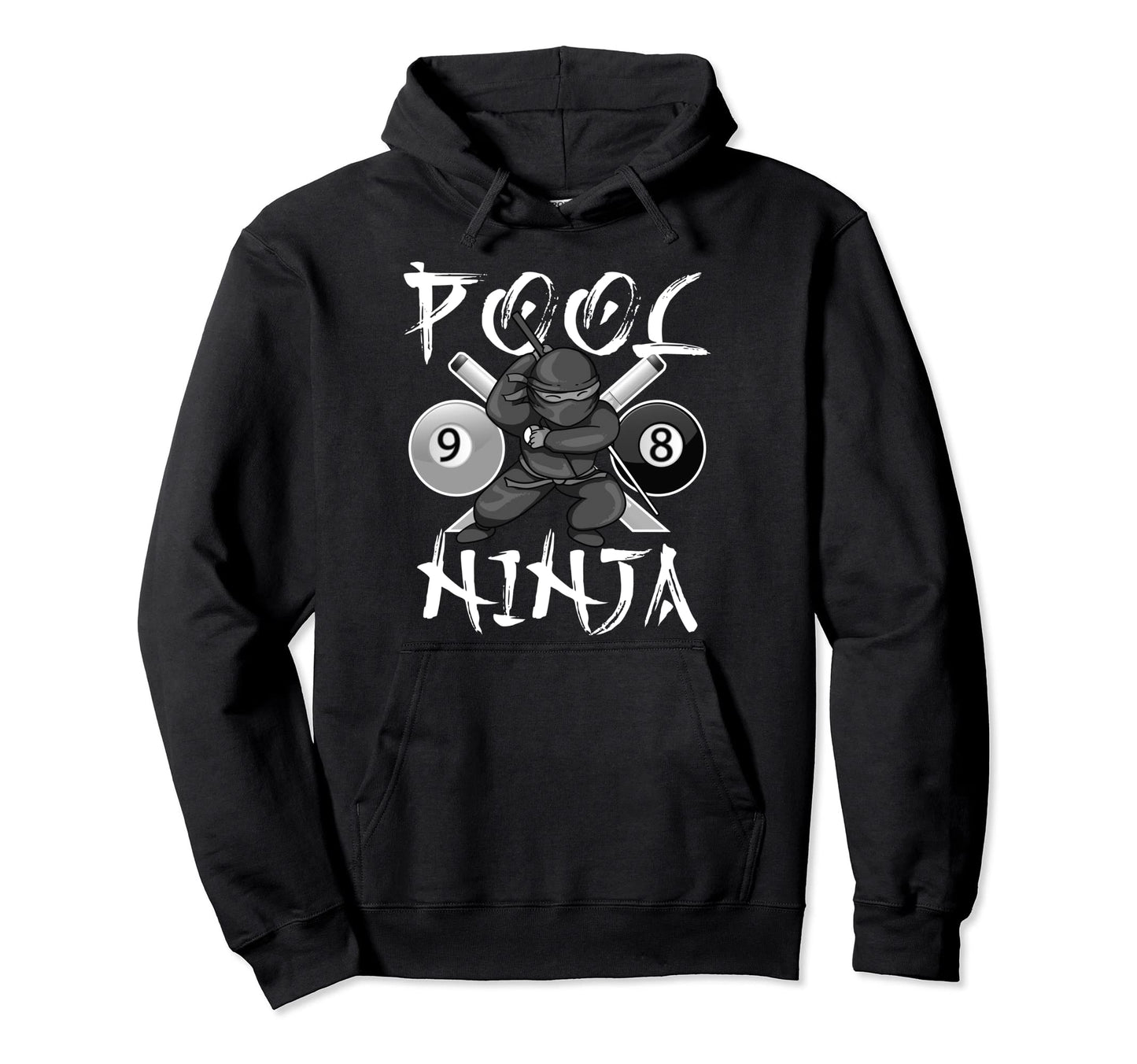 Funny Pool Ninja Pocket Billiards Hoodie - Casual Everyday Wear Men Women - T-Shirt, Sweatshirt, Hoodie