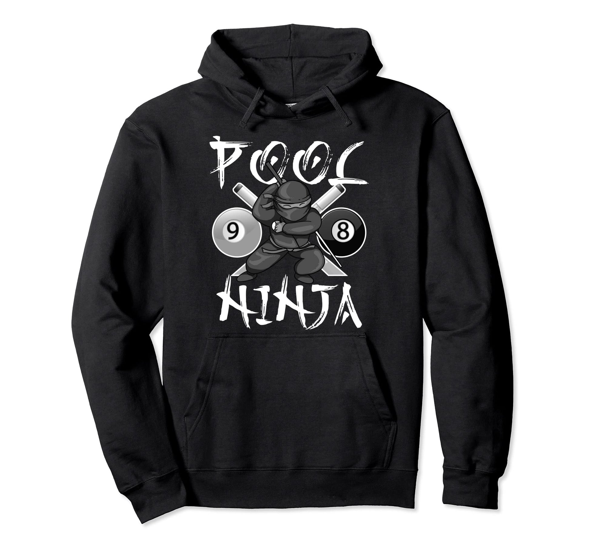 Funny Pool Ninja Pocket Billiards Hoodie - Casual Everyday Wear Men Women - T-Shirt, Sweatshirt, Hoodie
