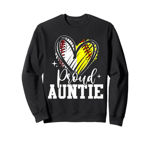 Proud Auntie Baseball Softball Sweatshirt - Novelty Apparel Men Women - T-Shirt, Sweatshirt, Hoodie