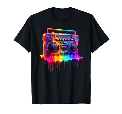 Dripping Paint Boombox Old School 80S T-Shirt - Minimalist Print Unisex - T-Shirt, Sweatshirt, Hoodie