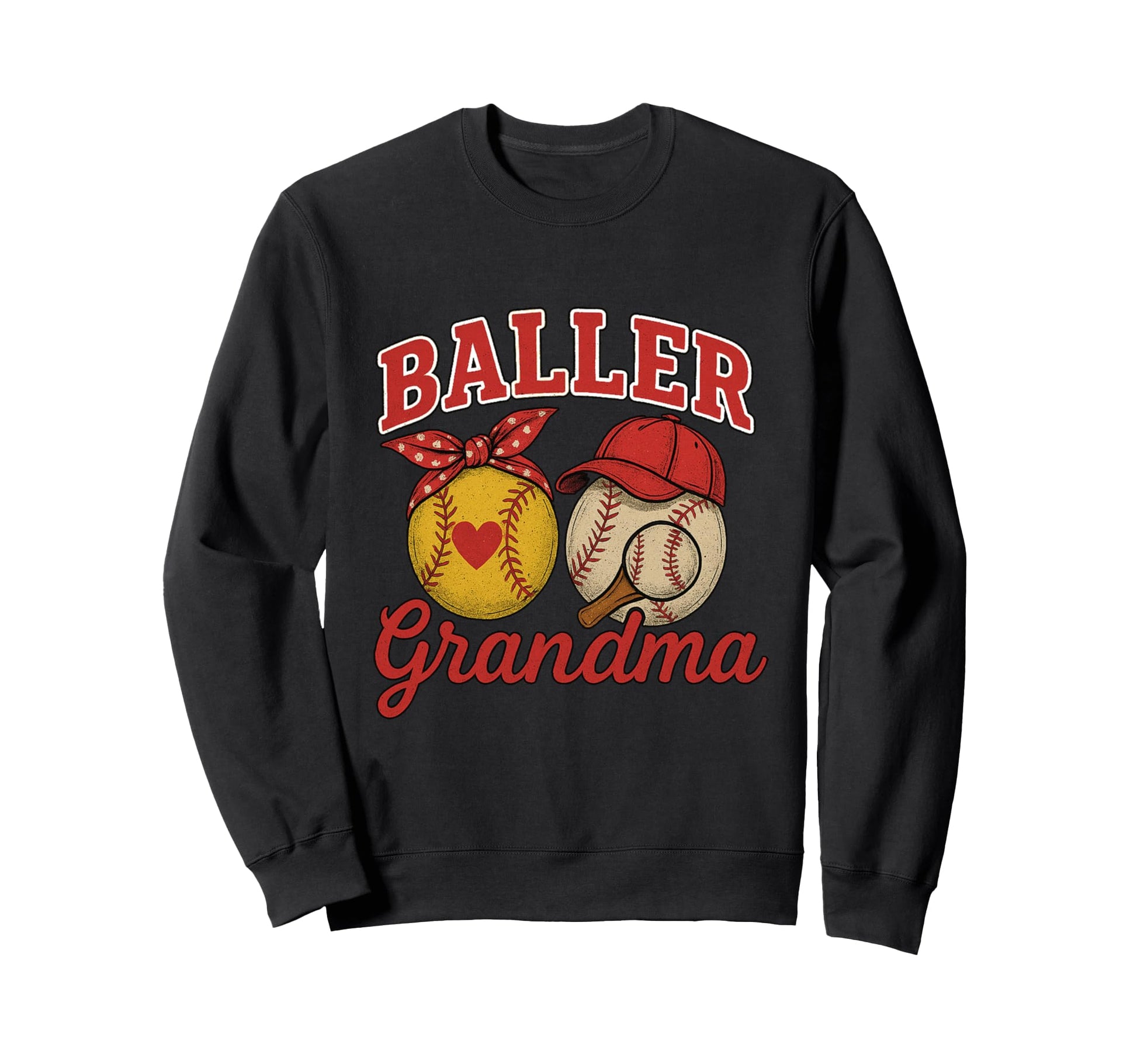 Softball And Baseball Lover Grandma Sweatshirt - Unique Graphic for Adults - T-Shirt, Sweatshirt, Hoodie