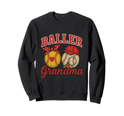 Softball And Baseball Lover Grandma Sweatshirt - Unique Graphic for Adults - T-Shirt, Sweatshirt, Hoodie