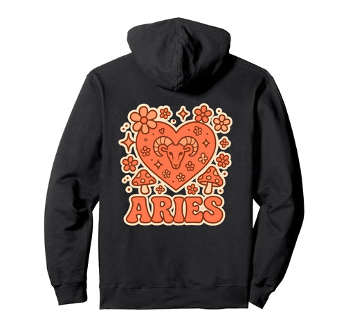 Aries Zodiac Sign Heart Ram Hoodie - Unique Graphic for Adults - T-Shirt, Sweatshirt, Hoodie