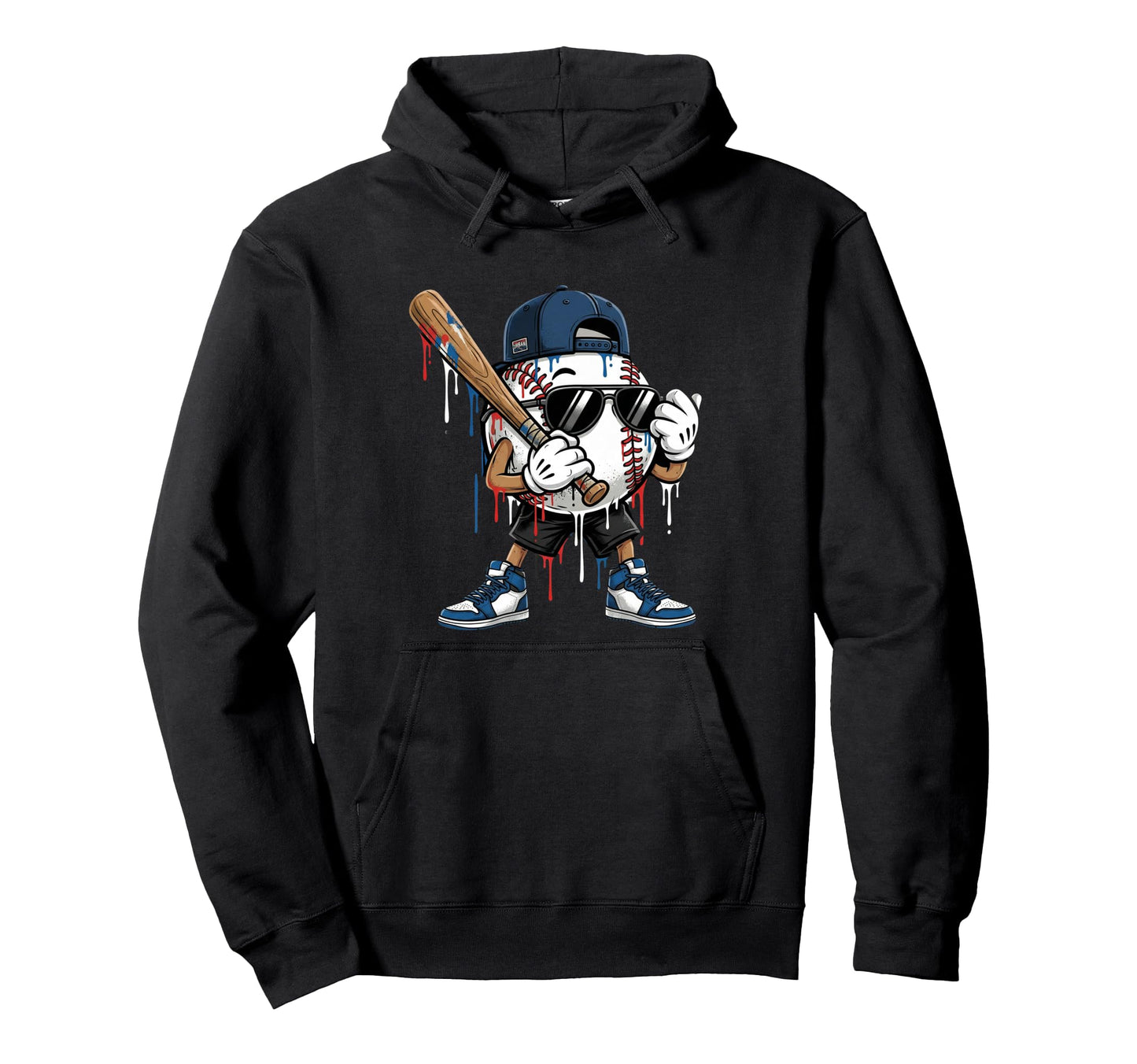Santa Sports Baseball Player Hoodie - Trendy Graphic for Adults - T-Shirt, Sweatshirt, Hoodie