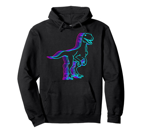 Velociraptor Dinosaur Vaporwave Hoodie - Trendy Graphic Unisex - T-Shirt, Sweatshirt, Hoodie