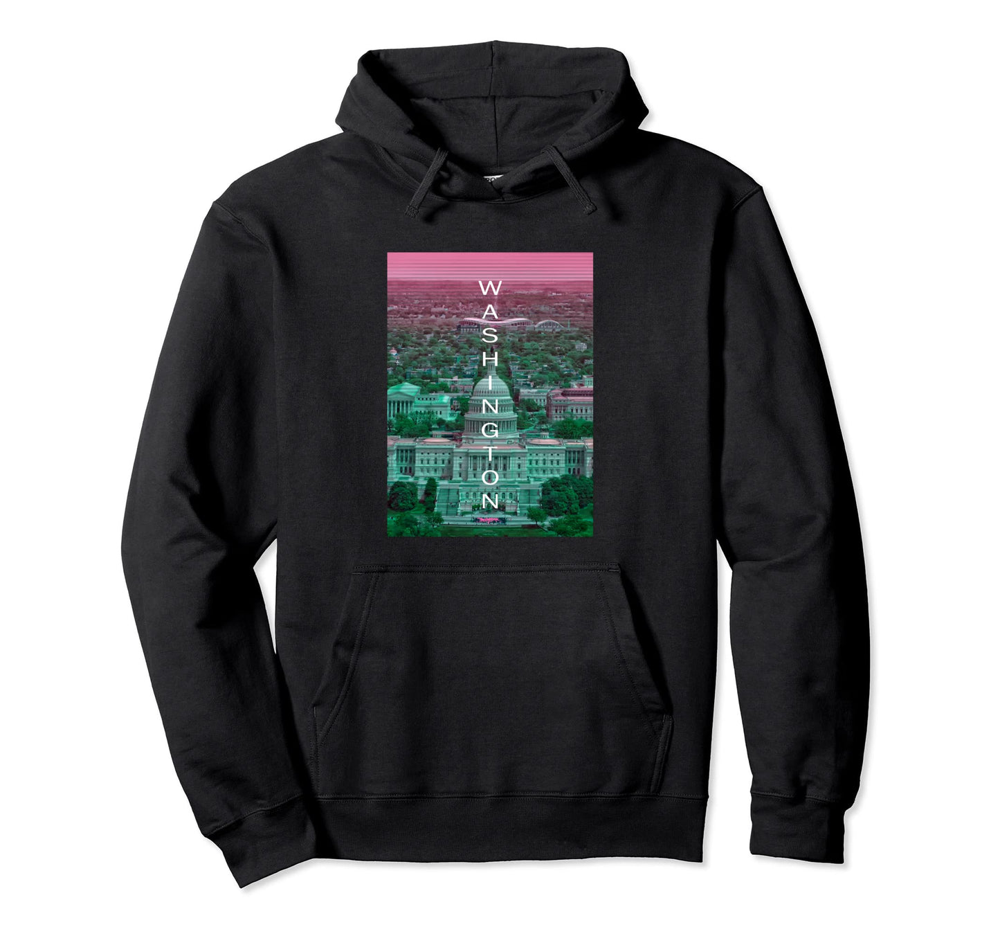 Washington Dc Vaporwave Aesthetic Hoodie - Novelty Apparel for Adults - T-Shirt, Sweatshirt, Hoodie