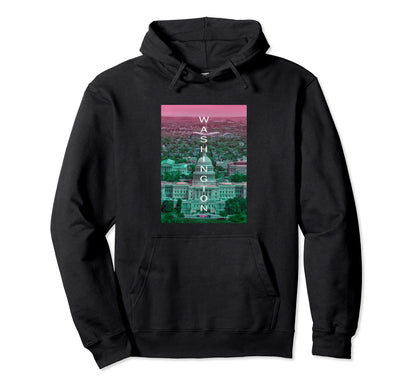 Washington Dc Vaporwave Aesthetic Hoodie - Novelty Apparel for Adults - T-Shirt, Sweatshirt, Hoodie