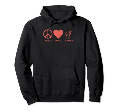 Funny Llamas Lover Peace Love Llamas Hoodie - Trendy Graphic Unisex - T-Shirt, Sweatshirt, Hoodie
