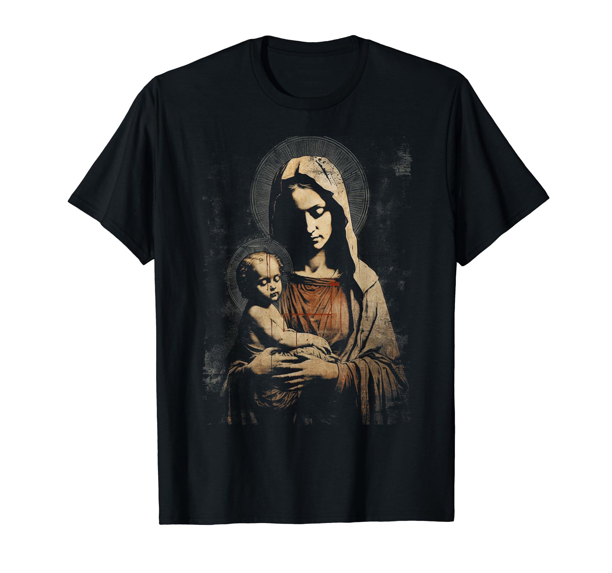 Mary Jesus Distressed 90S Goth T-Shirt - Streetwear Style for Adults - T-Shirt, Sweatshirt, Hoodie