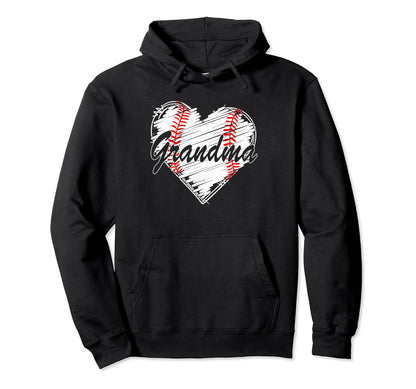 Baseball Grandma Heart Mothers Day Hoodie - Custom Art Print Men Women - T-Shirt, Sweatshirt, Hoodie