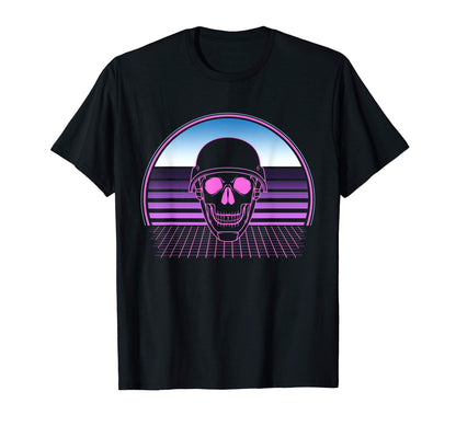 Skull Military Helmet 80S Vaporwave T-Shirt - Unique Graphic for Adults - T-Shirt, Sweatshirt, Hoodie