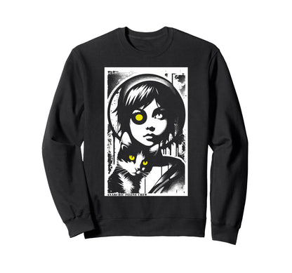 Punk And Cat Graffiti Grunge 90S Sweatshirt - Aesthetic Graphic Unisex - T-Shirt, Sweatshirt, Hoodie