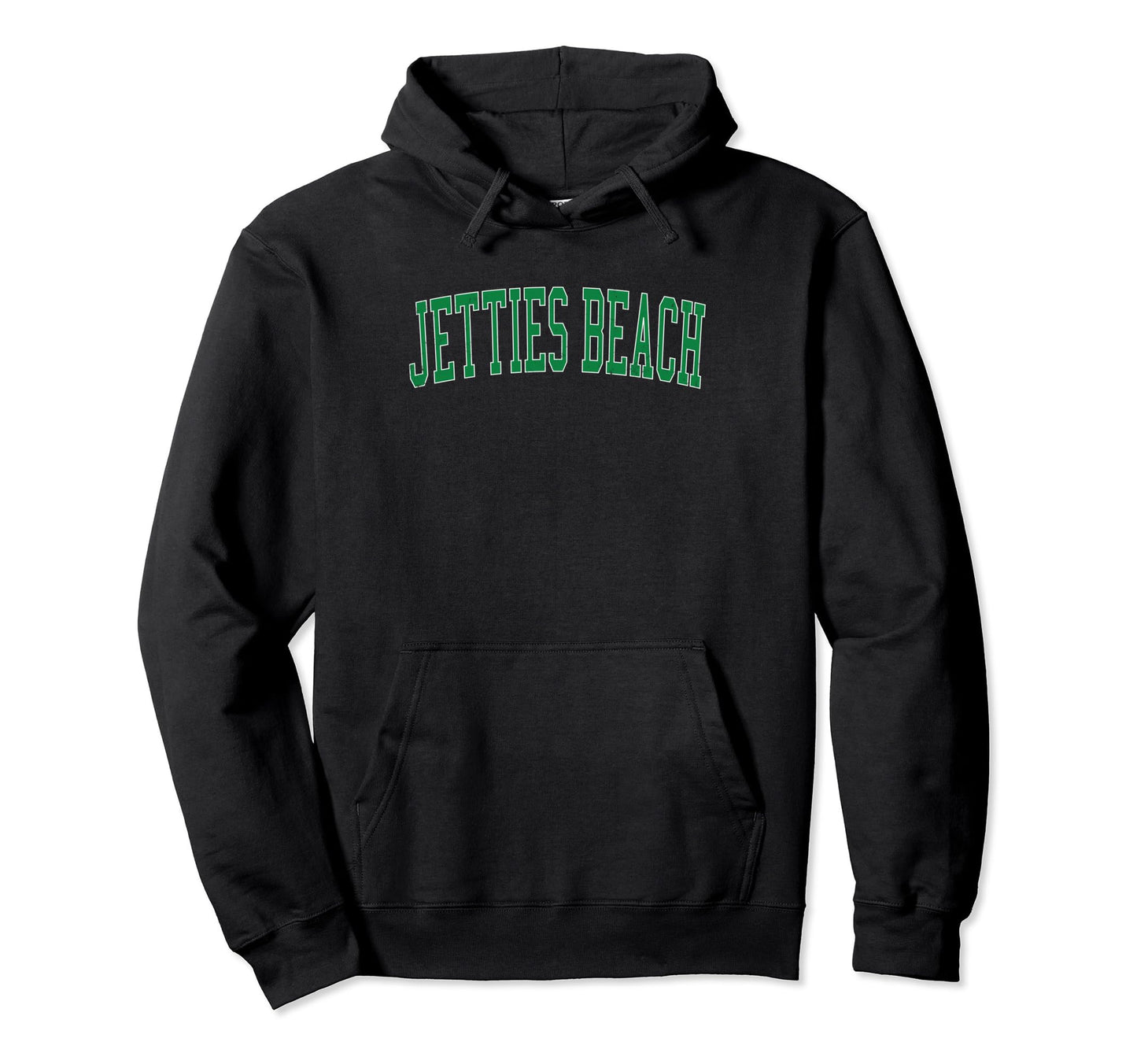 Jetties Beach Distressed Green Varsity Hoodie - Unique Graphic for Adults - T-Shirt, Sweatshirt, Hoodie