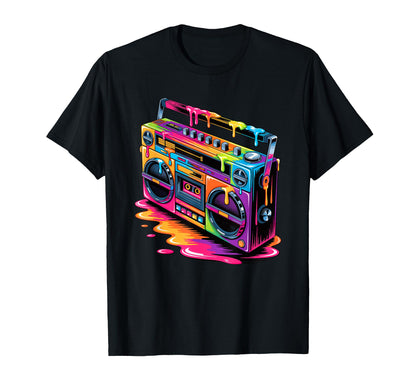 Dripping Paint Boombox Old T-Shirt - Casual Everyday Wear for Adults - T-Shirt, Sweatshirt, Hoodie