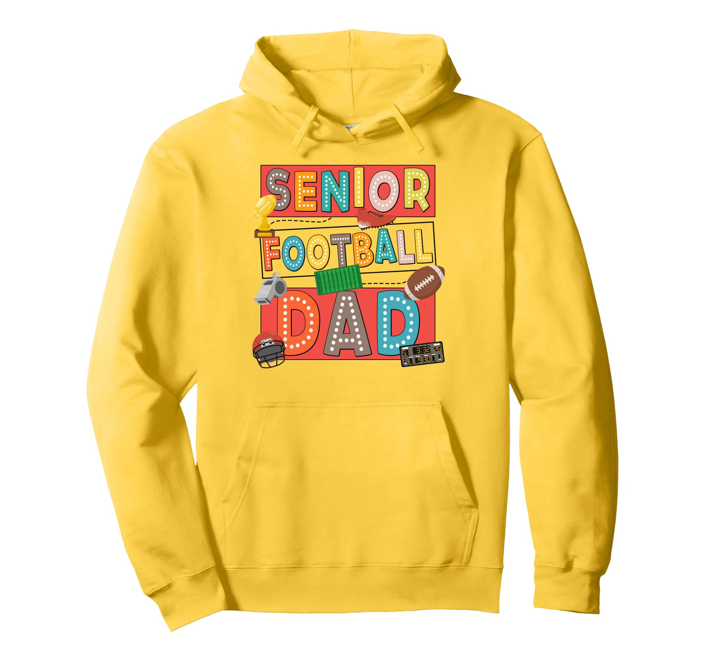 Football Dad Biggest Fan Senior Football Hoodie - Unique Graphic Men Women - T-Shirt, Sweatshirt, Hoodie