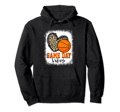 Basketball Leopard Game Day Vibes Mom Hoodie - Casual Everyday Wear Unisex - T-Shirt, Sweatshirt, Hoodie