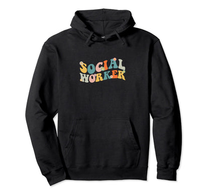Groovy Social Worker Leopard Rainbow Gift Hoodie - Graphic Print Men Women - T-Shirt, Sweatshirt, Hoodie
