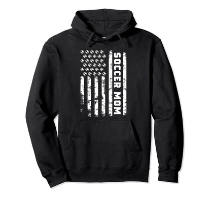 Soccer Mom Game Day Soccer Lovers Usa Flag Hoodie - Novelty Apparel Unisex - T-Shirt, Sweatshirt, Hoodie
