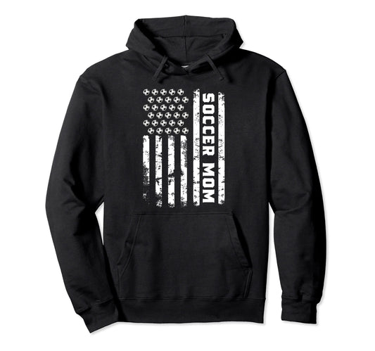 Soccer Mom Game Day Soccer Lovers Usa Flag Hoodie - Novelty Apparel Unisex - T-Shirt, Sweatshirt, Hoodie