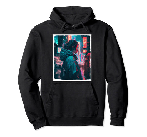 Vaporwave Aesthetic Japan Neon Rain Hoodie - Streetwear Style for Adults - T-Shirt, Sweatshirt, Hoodie